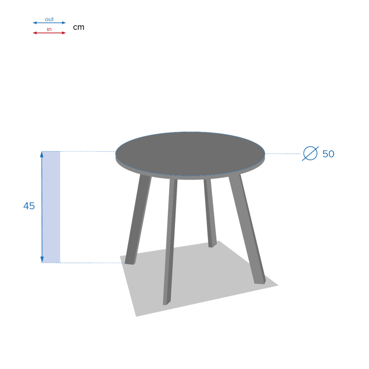 Table d'appoint de jardin ronde "Saona" graphite mat 50x45cm en acier cataphorèse