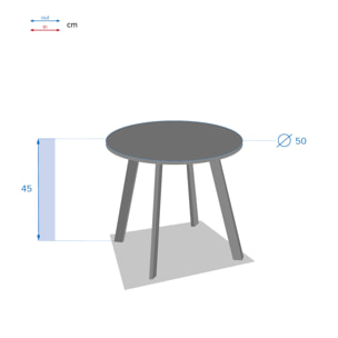Table d'appoint de jardin ronde "Saona" graphite mat 50x45cm en acier cataphorèse