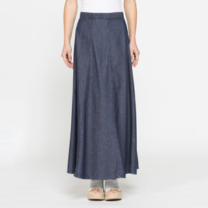GONNA LUNGA MODELLO A PANNELLI IN DENIM LEGGERO 7oz