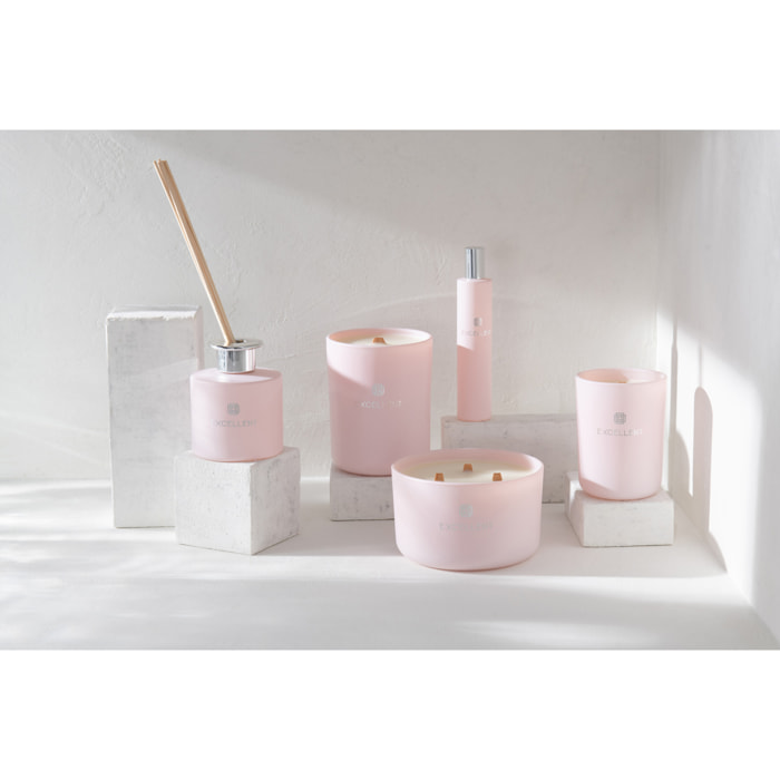 J-Line bougie parfumée Excellent - Rose Chamapgne - verre - rose – large – 40H