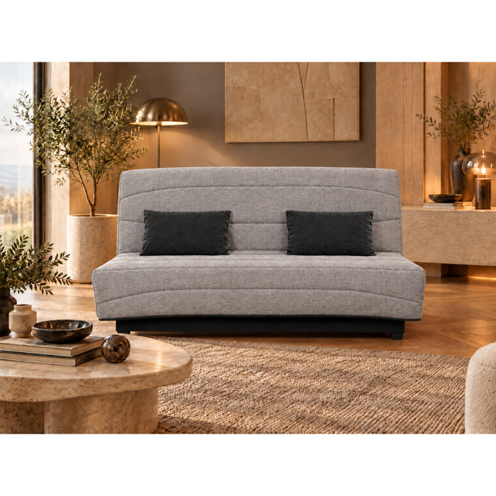 Canapé convertible Noah, matelas Simmons, 130 x 190 cm, 2 coussins offerts, gris