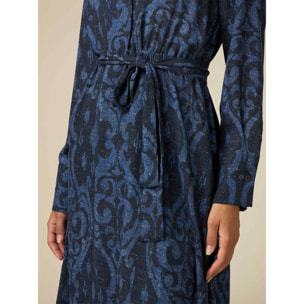 Oltre - Vestido midi con estampado de fantasía - Azul