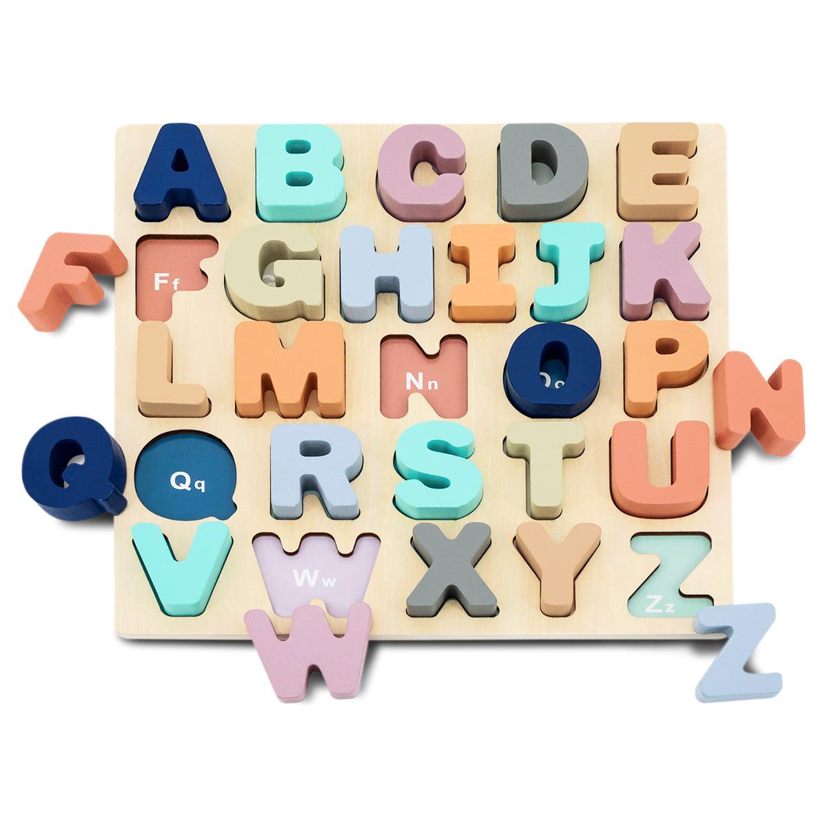 puzzle de letras de madera