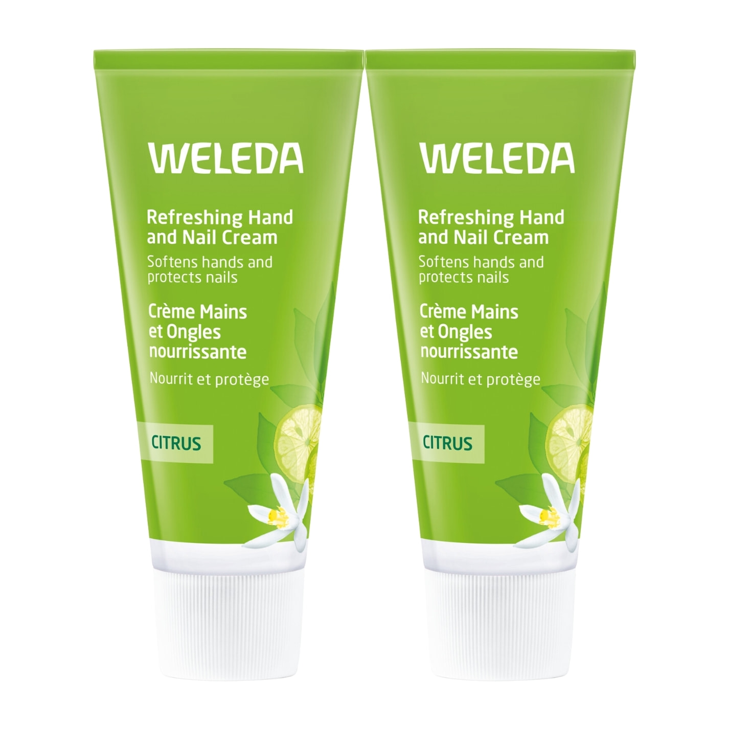 WELEDA - Duo Crème Mains et Ongles nourrissante au Citrus - Nourrit et répare - Certifié Natrue**- Tube 50 ml  x 2