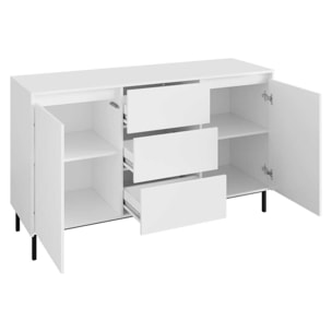 Girona - buffet bas - blanc - 3 tiroirs et 2 portes - 153 cm - Blanc