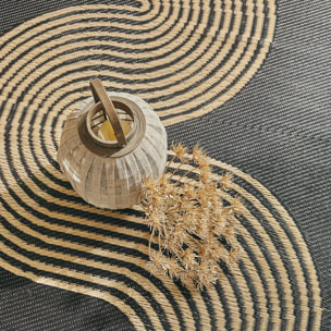 CAPRI - Tapis d'extérieur à motif vague - Noir