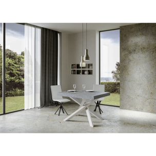 Mesa extensible 90x120/224 cm Volantis Cemento estructura blanco