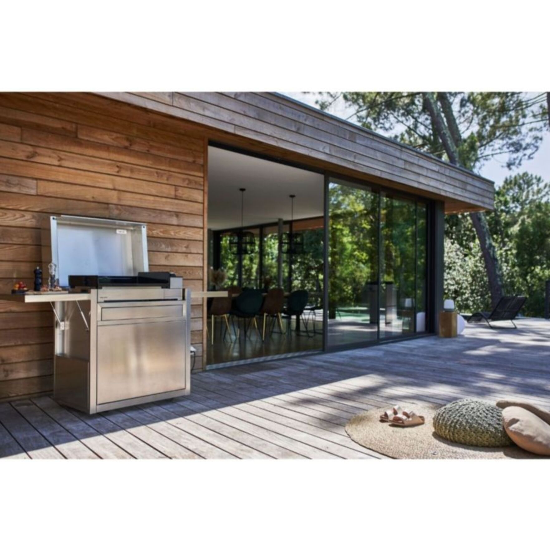 Chariot Plancha FORGE ADOUR CH PIF 60 en inox fermé compatible plancha Premium 60