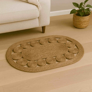 Alfombra ovalada de hoja de totora 80x50cm