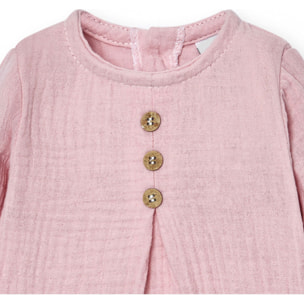 Body bebé manga larga bambula botones