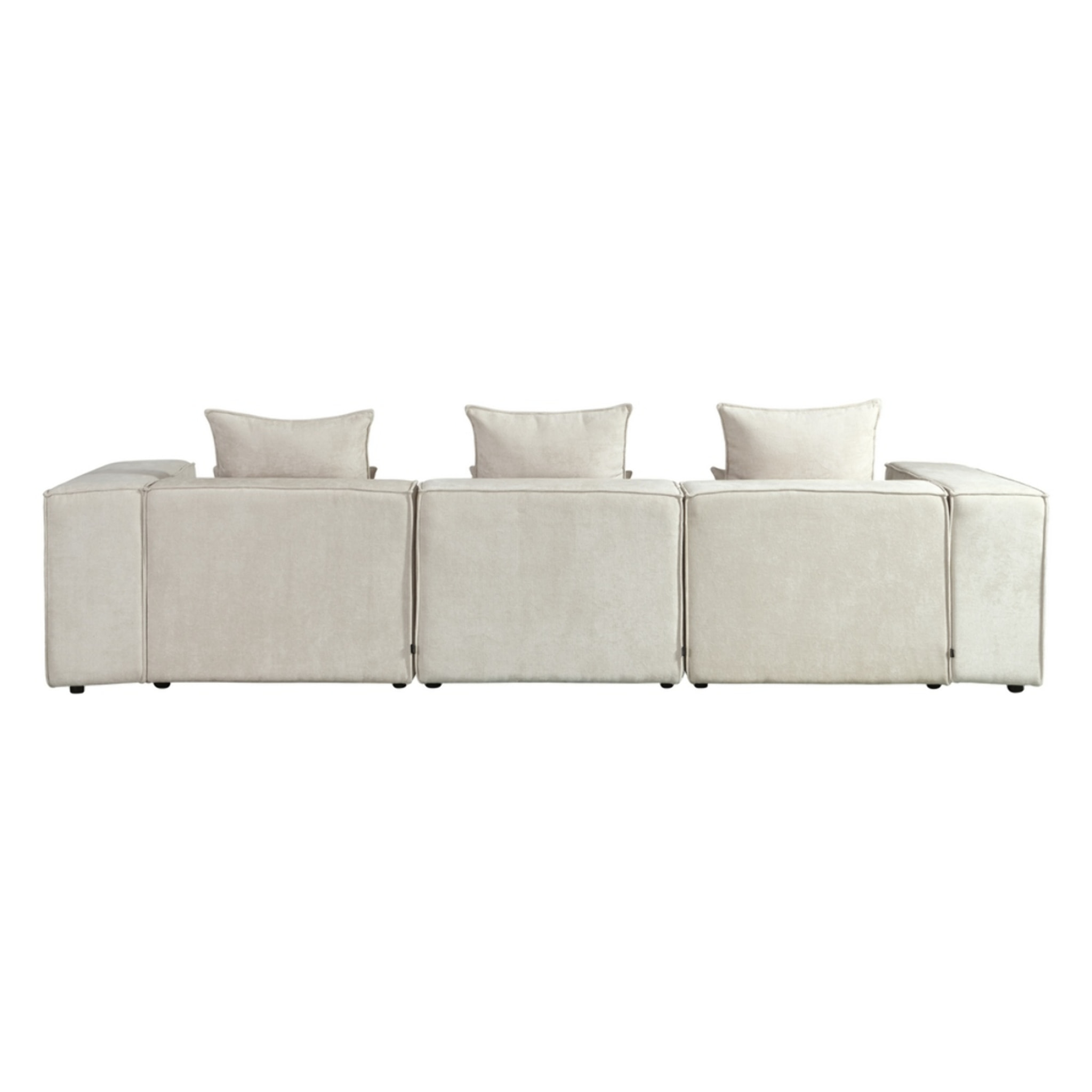 Divano modulare con penisola in tessuto beige 323x118-205x68 cm - Deluxe