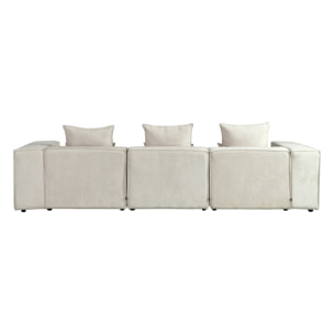 Divano modulare con penisola in tessuto beige 323x118-205x68 cm - Deluxe
