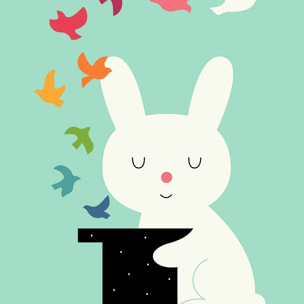 Affiche enfant lapin magicien  Affiche sous cadre noir