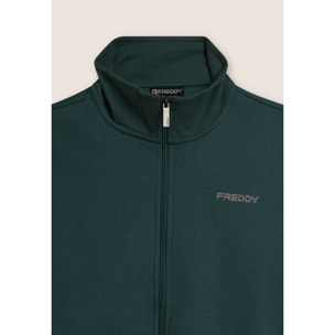 Tuta full zip in felpa garzata con collo alto e gamba dritta