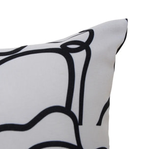 Housse de coussin d'extérieur Nolan 50x30cm motif fantaisie noir et blanc