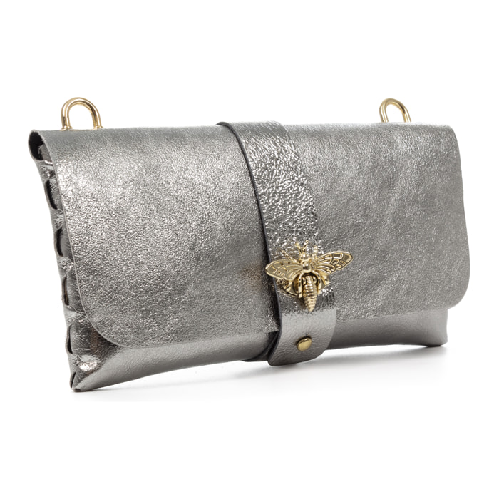 Amaseno borsa a tracolla donna. Pelle autentica Camoscio Laccato.