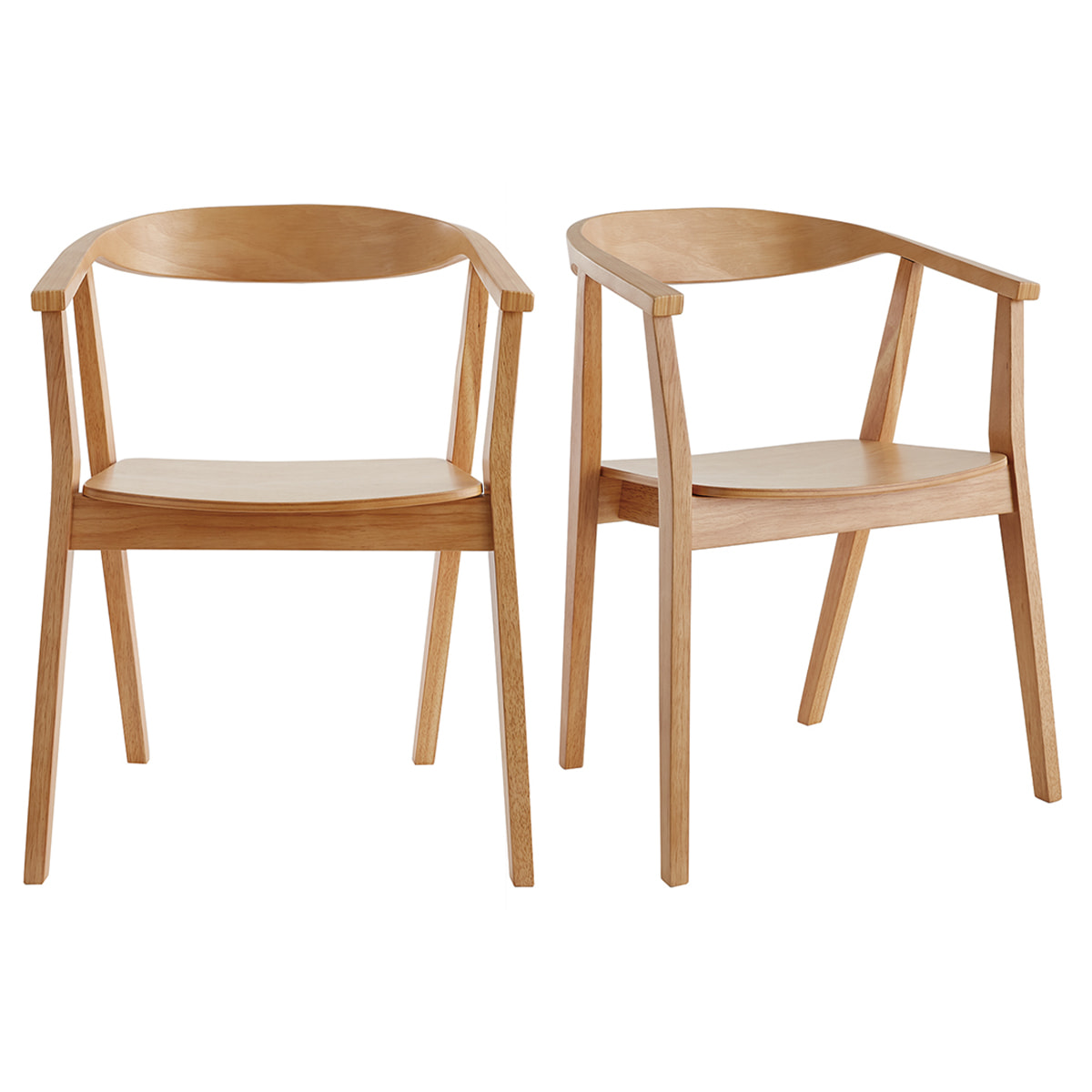 Chaises scandinaves en bois clair massif (lot de 2) BAHIA