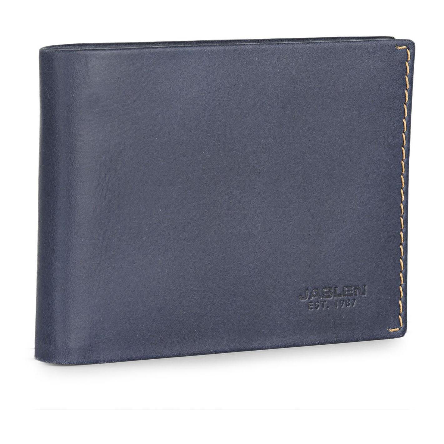 Cartera Hombre Piel Jaslen Lyon Azul Marino-Camel