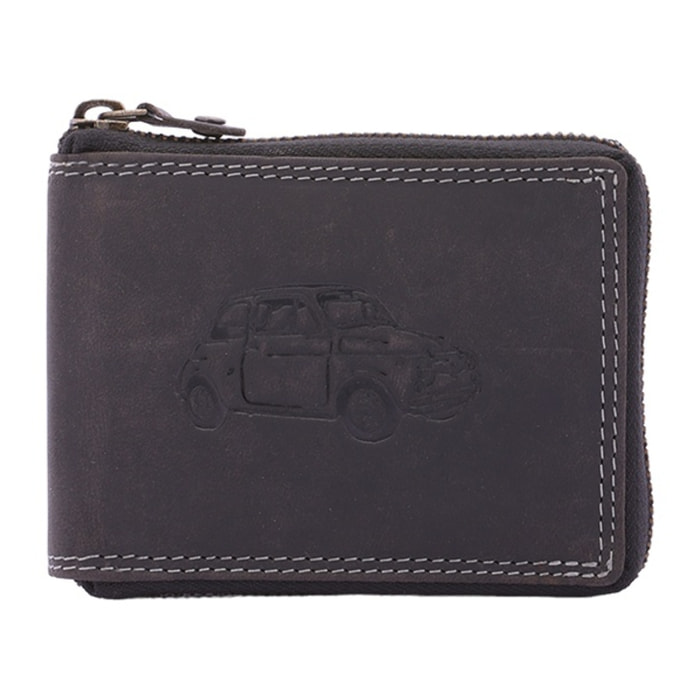 Portafoglio uomo in vera pelle - Modello False - Casual - 9.5 x 12.5 x 2.5 cm
