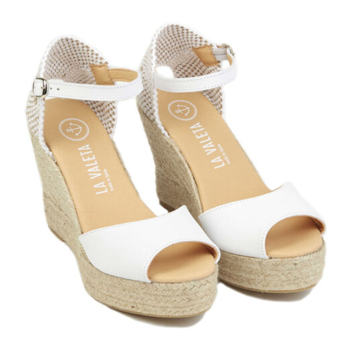 Sandalias de Cuña para Mujer - LA VALETA CHARLENE PEEP TOE Blanco