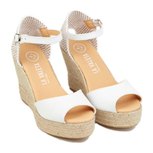 Sandalias de Cuña para Mujer - LA VALETA CHARLENE PEEP TOE Blanco