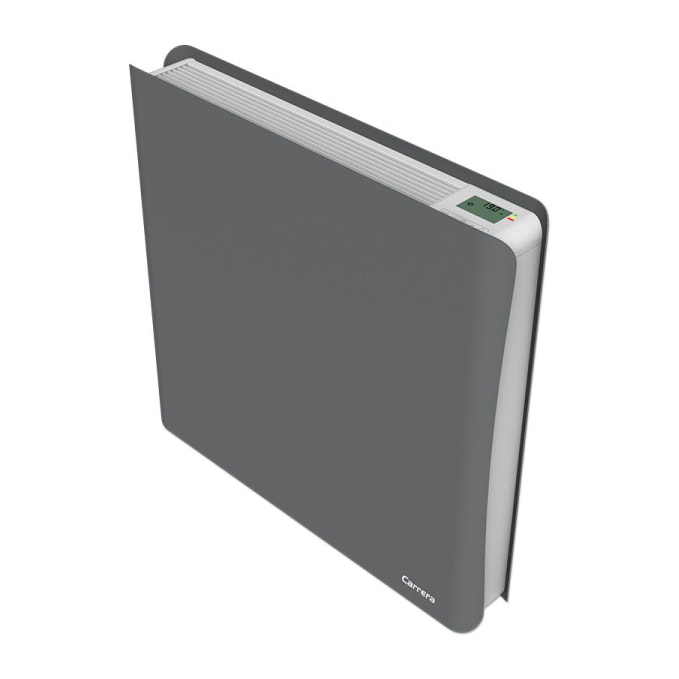 Radiateur inertie double coeur ceramique + film LCD 1000W gris & blanc