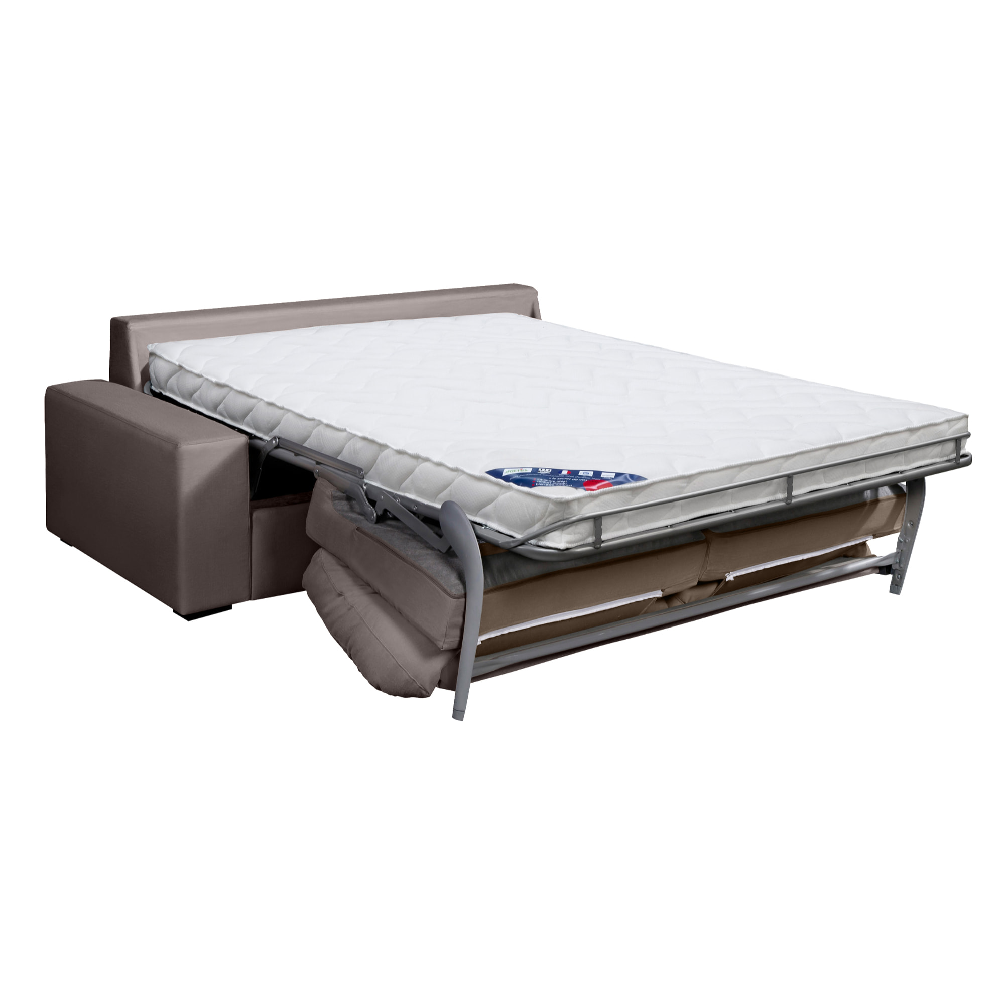 Canapé convertible 14 cm DEULE 3 pl 203 cm Tradition Taupe - Fabriqué en France