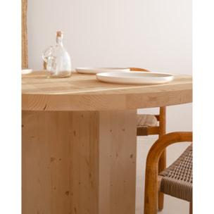 Table à manger ronde en bois massif ton chêne moyen Ø110 Hauteur: 75 Longueur: 110 Largeur: 110