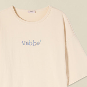 Oltre - T-shirt con ricamo lettering - Beige