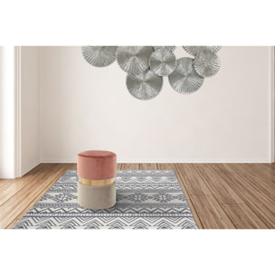 Pouf contenitore Gipsy in velluto rosa antico e taupe