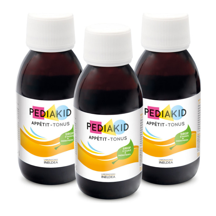 PEDIAKID - Complément Alimentaire Naturel Pediakid Appétit-Tonus - Formule Exclusive au Sirop d'Agave - Stimule l'Appétit - Aide à la Prise de Poids - Lot de 3 flacons de 125 ml