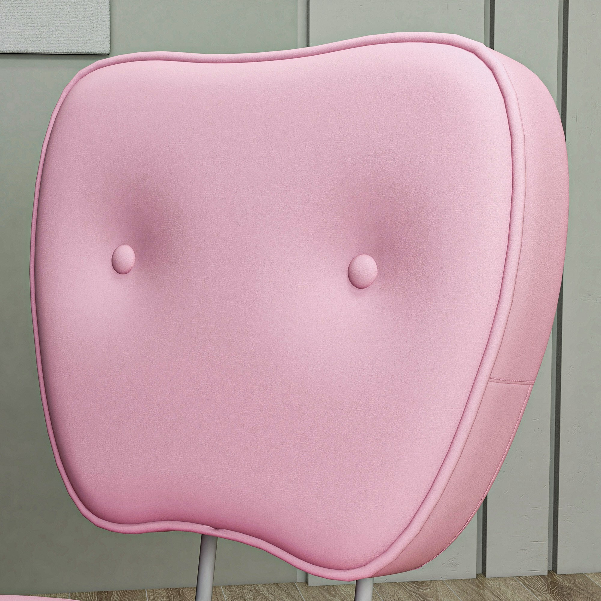 Chaise de bureau design Chersterfied dossier arrondi 2 boutons synthétique rose