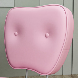 Chaise de bureau design Chersterfied dossier arrondi 2 boutons synthétique rose