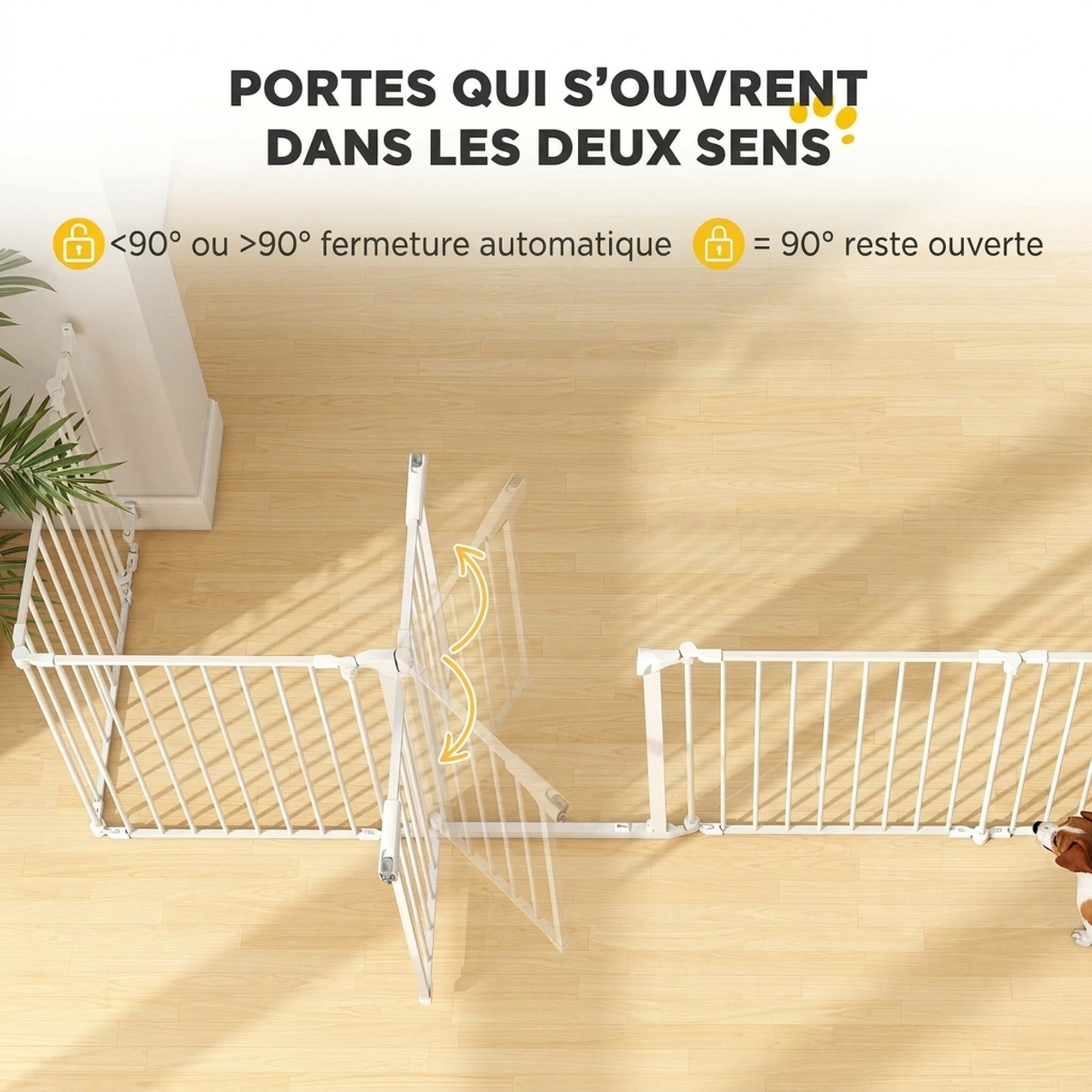 Barrière de sécurité pliable modulable max. L.610cm parc enclos 10 panneaux - porte double verrouillage - acier blanc