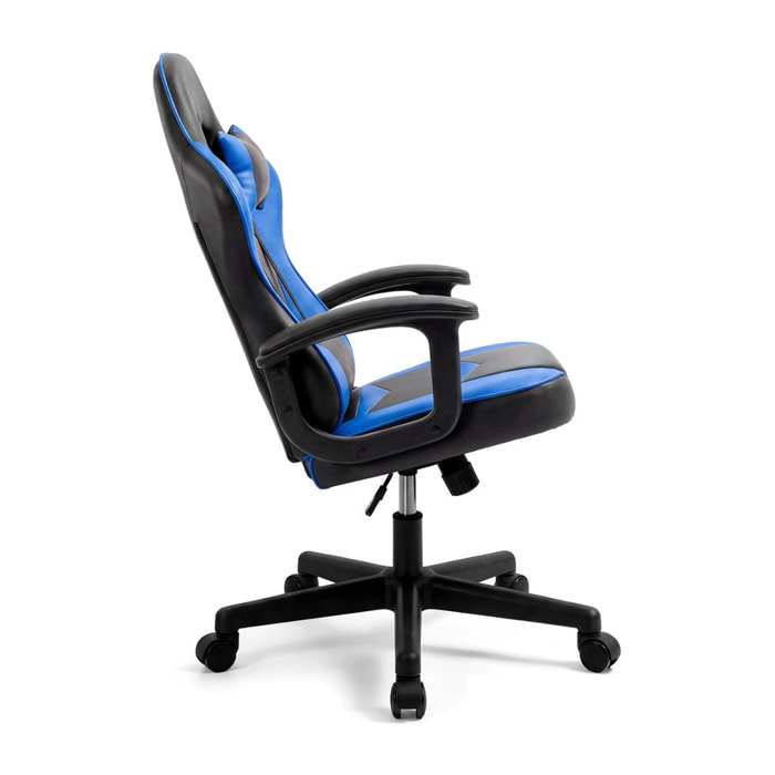 Silla gaming reclinable y con altura ajustable en negro y azul Raptor Negro - Azul