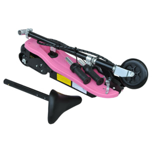 Trottinette électrique 120 W pliable pour enfants à partir de 7 ans hauteur de guidon et selle réglable 12 Km/h max. rose noir