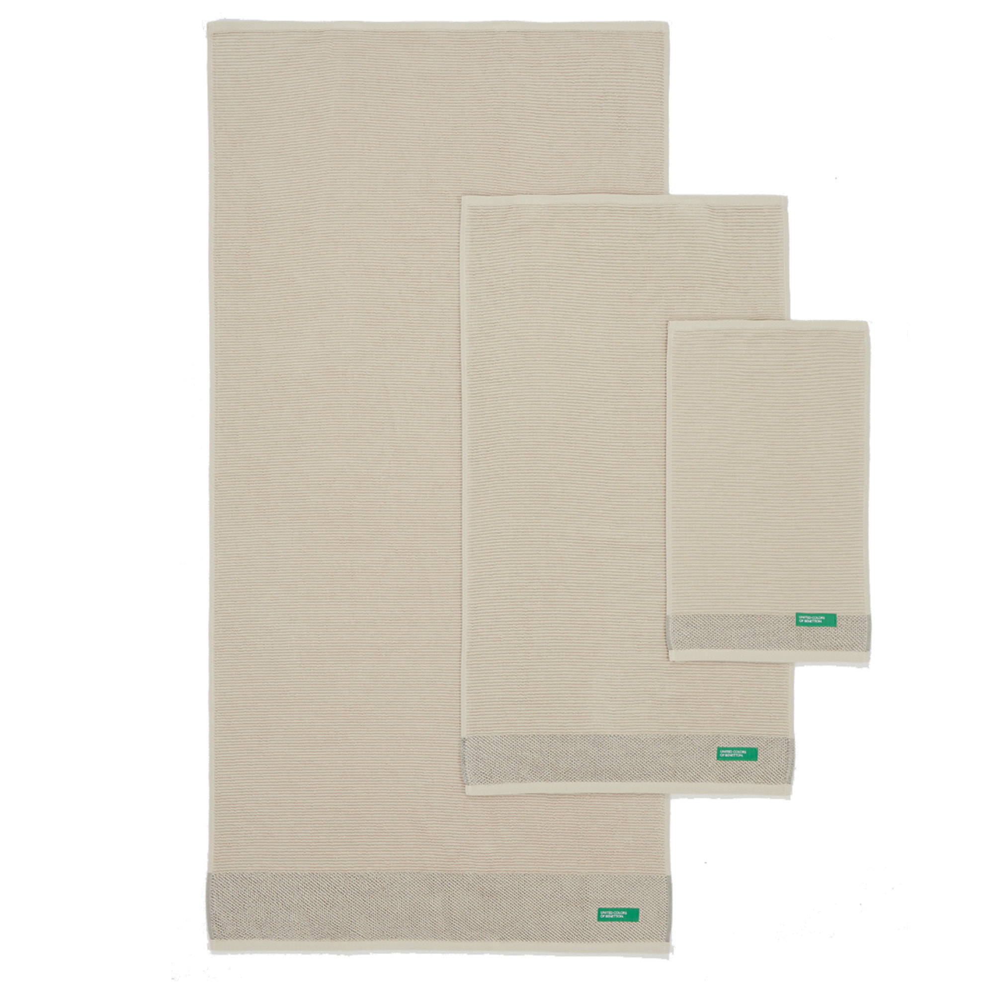 PACK DE 2 SET DE 3 TOALLAS DE BAÑO EN COLOR AZUL Y BEIGE - BENETTON