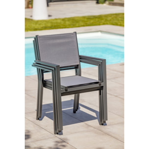TOLEDE - Fauteuil de jardin empilable alu et toile plastifiéee