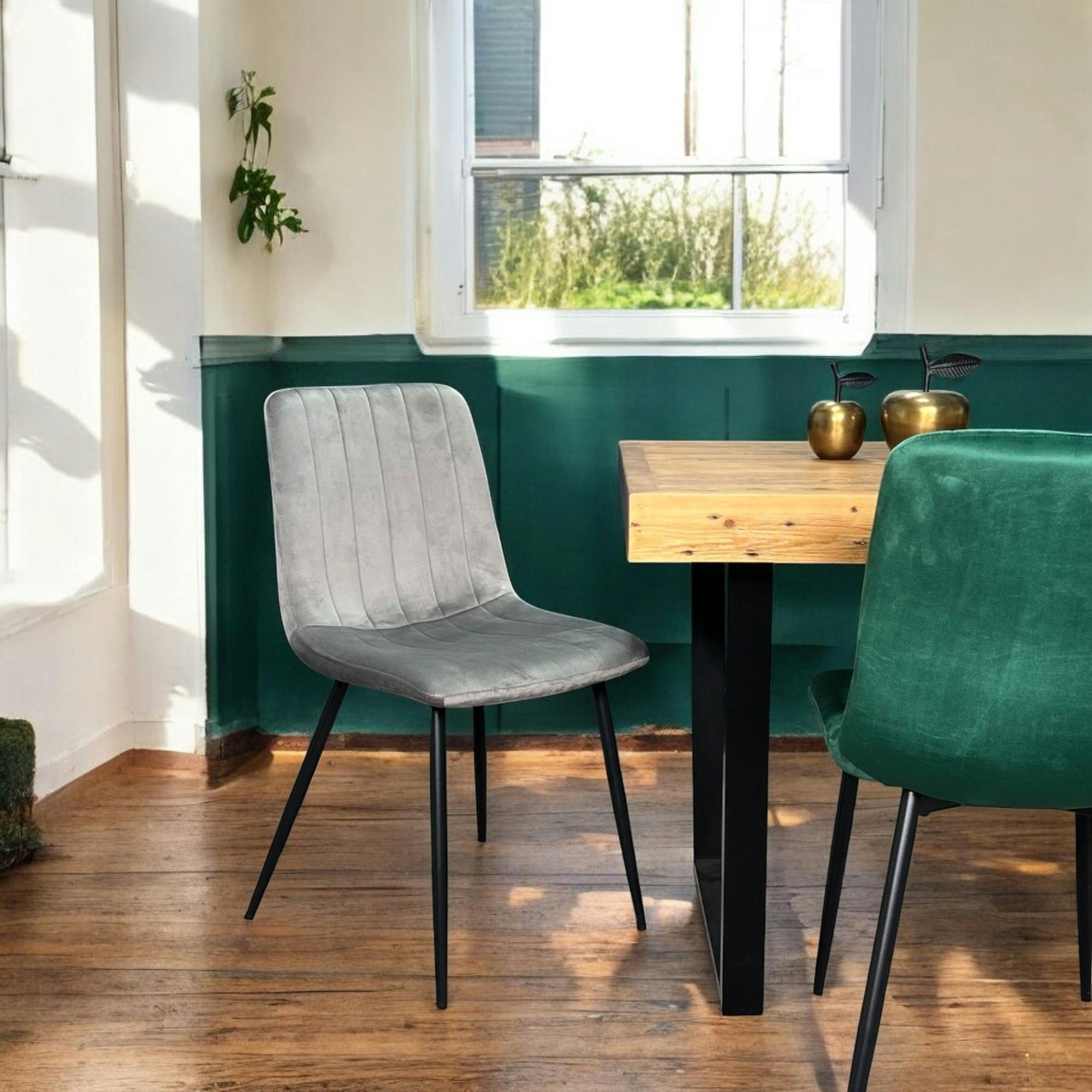 Chaise à rayures velours taupe (lot de 2) MALANG