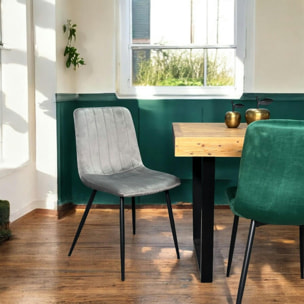 Chaise à rayures velours taupe (lot de 2) MALANG