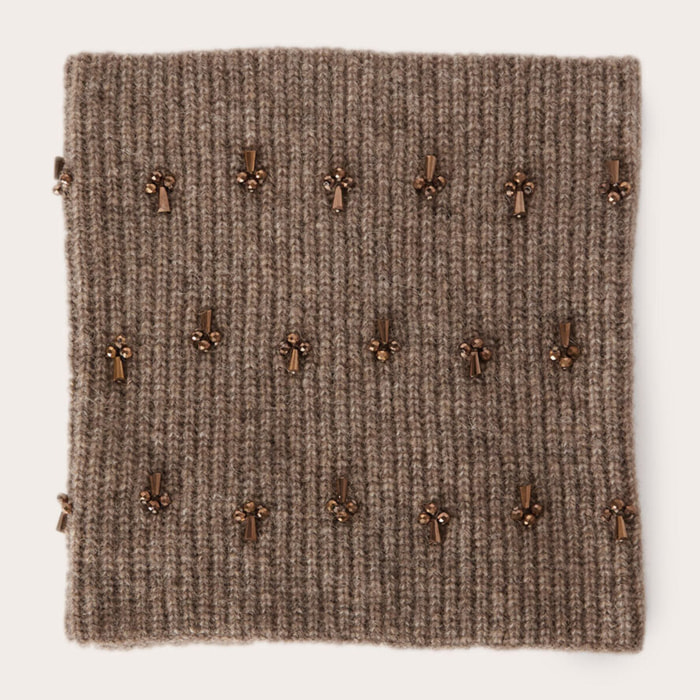 Motivi - Scaldacollo in maglia con pietre - Marrone