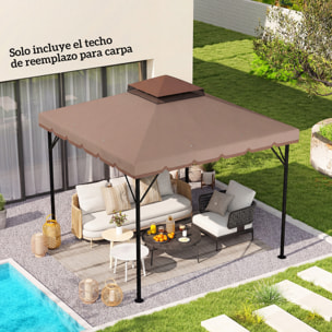 Techo de Repuesto para Cenador, 3x3 m, Cubierta de Repuesto con Techo Doble, 8 Orificios de Drenaje y Protección UPF 30+, SOLO Toldo de Recambio para Pabellón Gazebo, Caqui