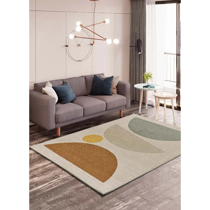 DOMUS Alfombra pelo corto diseño geométrico multicolor, varias medidas disponibles.
