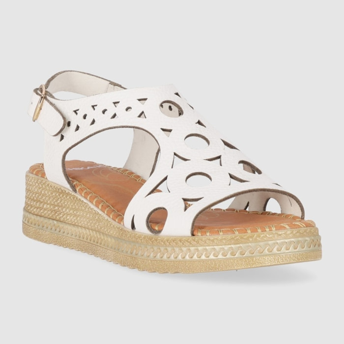 Sandalias de Piel - Blanco - Tacón: 5 cm