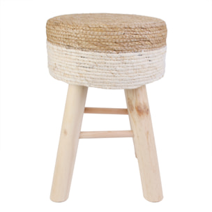 Tabouret Tresse Beige - Lot De 2