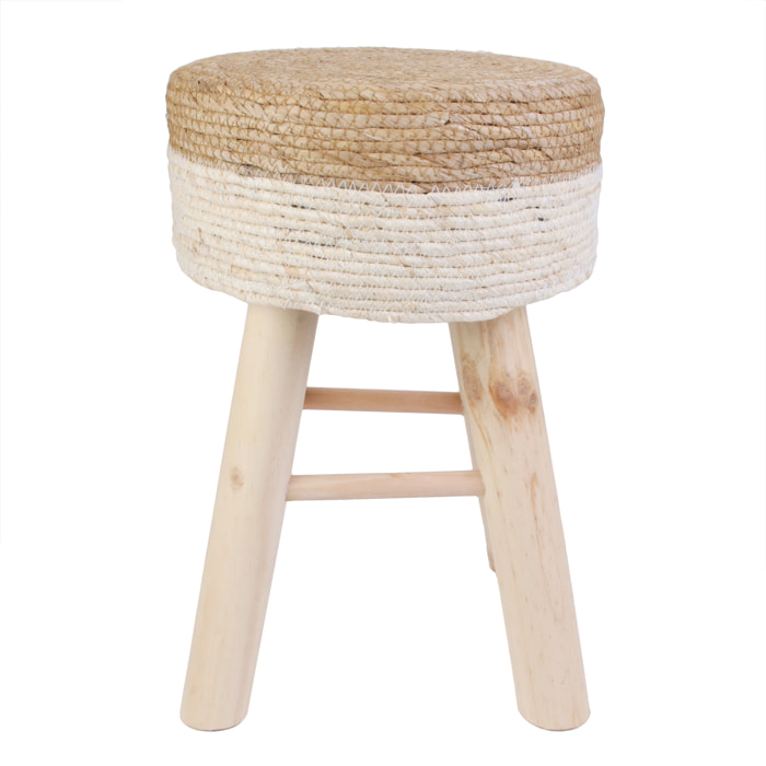 Tabouret Tresse Beige - Lot De 2