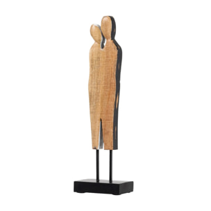 Figura Pareja Metal Madera Mango 14x9x49 Cm