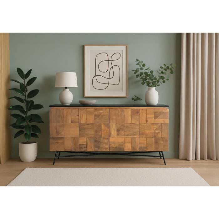 Aparador de Madera de Mango Estilo Retro Moderno