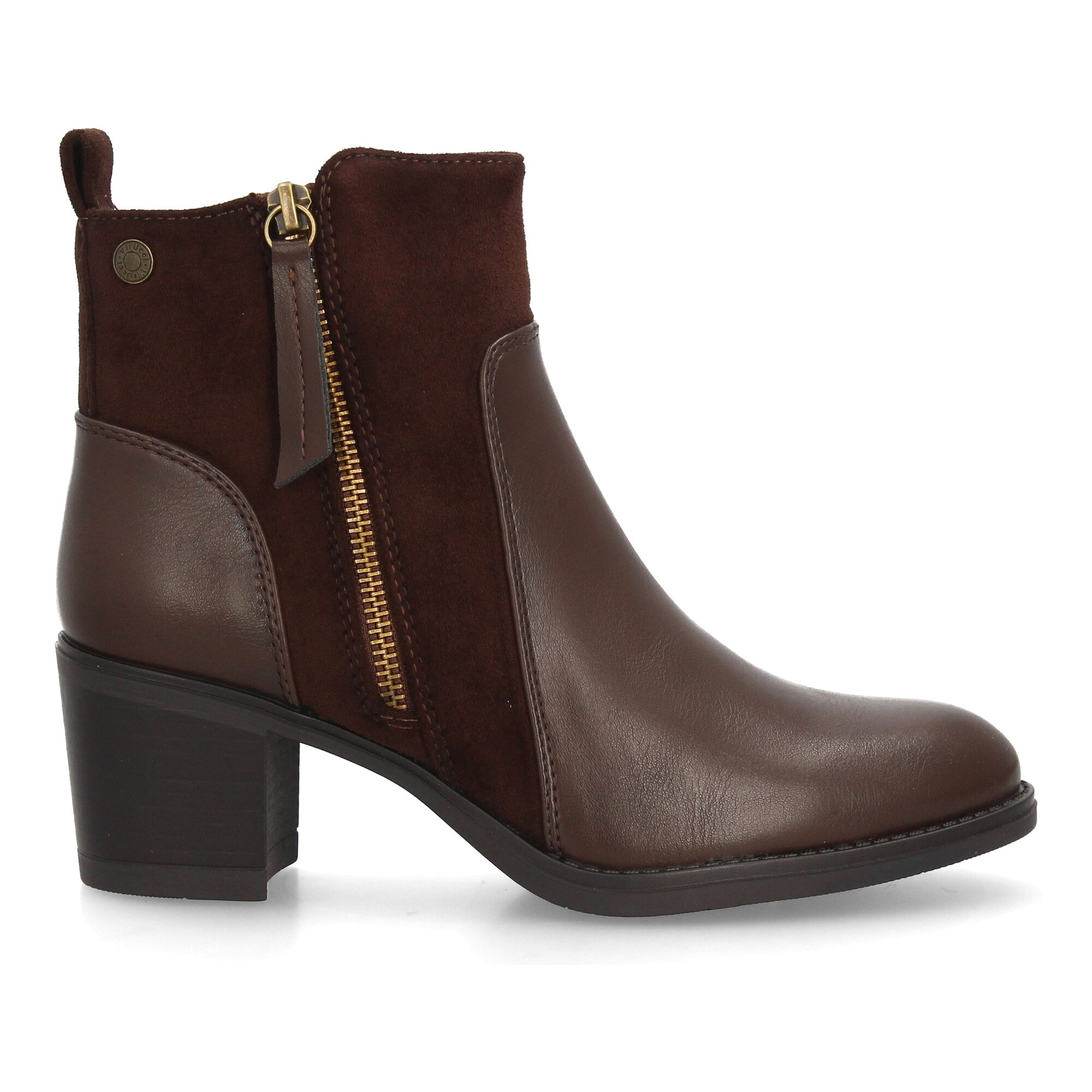 Botines mujer combinados con distintas texturas y cremallera lateral