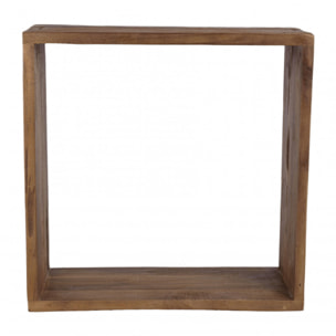 ALIDA - Étagère murale marron carrée 35x35cm 1 niche bois teck recyclé